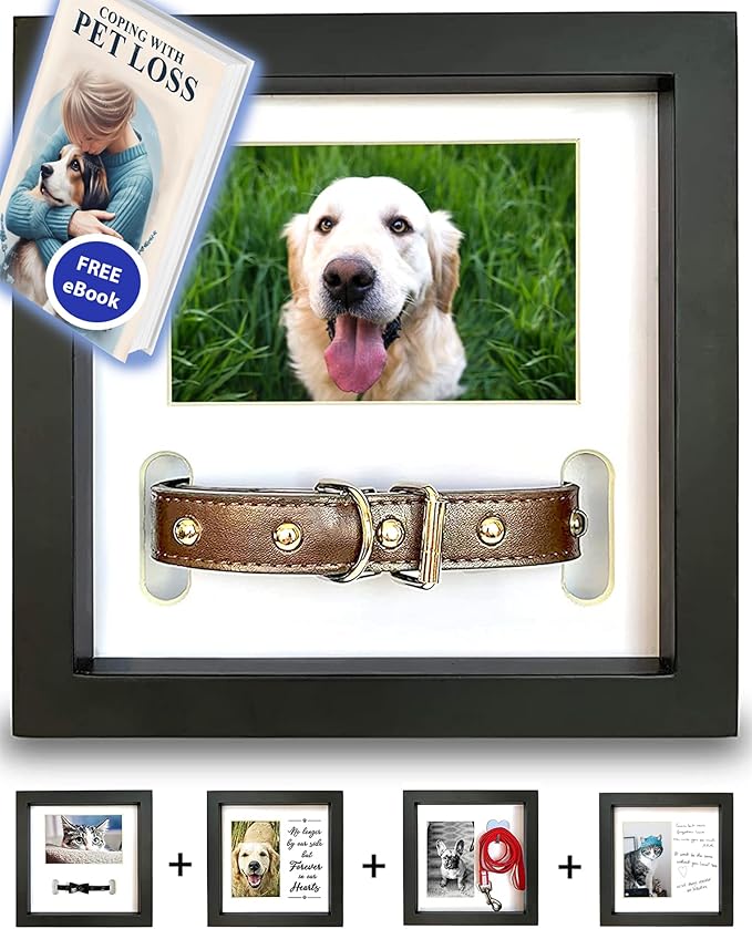 Dog Memorial Picture Frame with 5 Display Options- Dog Collar Memorial Frame Gift - Cat or Dog Pet Loss Gift for a Grieving Friend - Pet Remembrance Gift and Sympathy Photo Keepsake