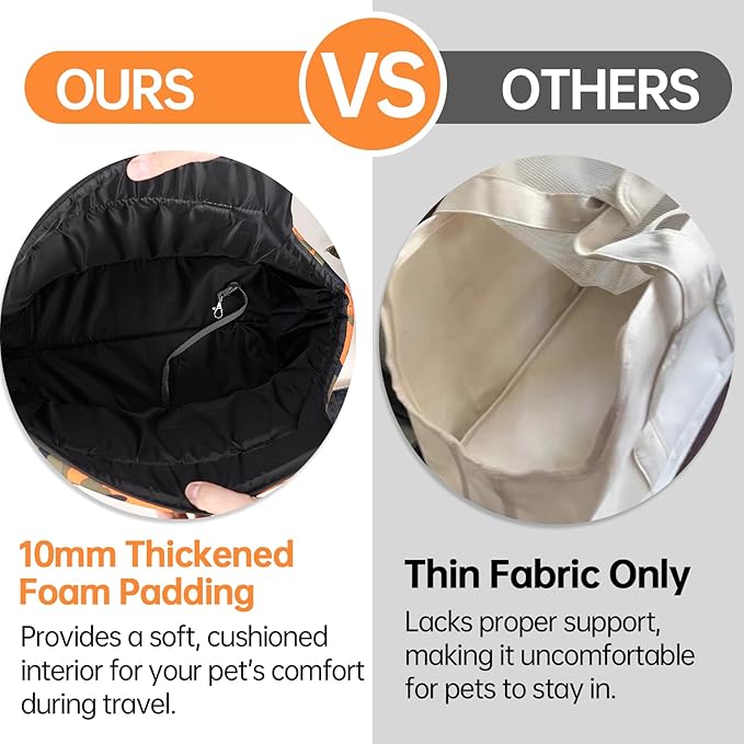 Premium 10mm Padded Dog Purse Carrier for Large Dog, Pet Tote Bag Shoulder Carrying Purse for Dog/Cat Below 7kg/15.5lbs - Camouflage Orange