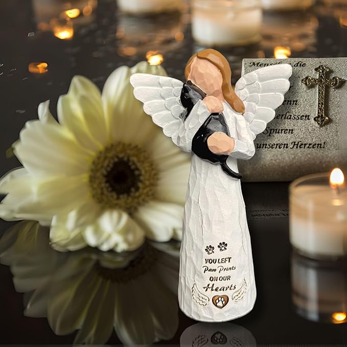 Cat Memorial Gifts - Angel Statue, Black, Polyresin, Pet Memorial Products, Sculpture
