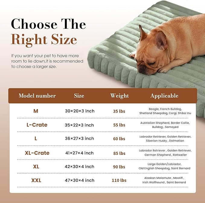 Extra Large Dog Bed for Crate, Orthopedic Dog Bed with Waterproof Lining, Soft Short Plush Surface & Egg Crate Foam, Machine Washable Pet Bed with Removable Cover & Anti Slip Bottom