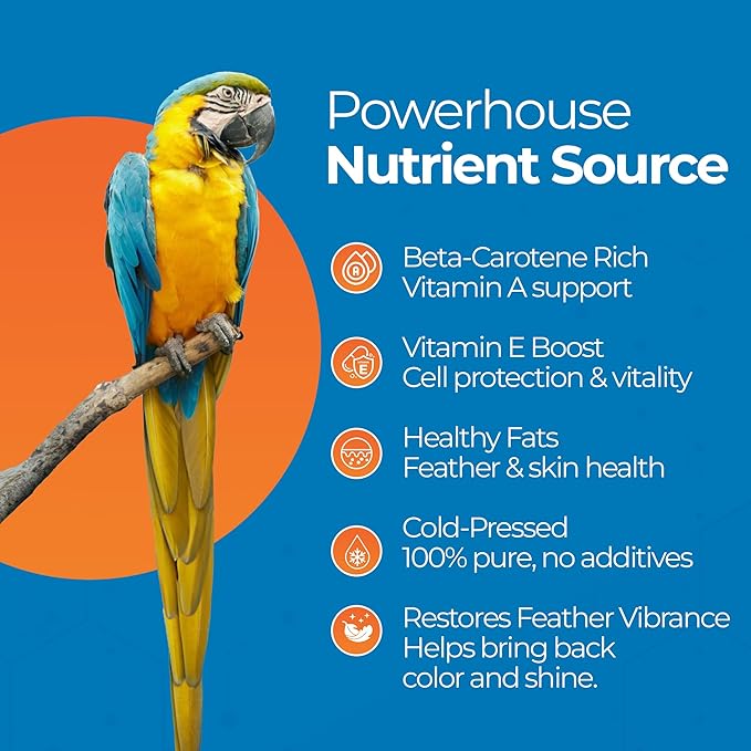 UnRuffledRx™ Red Palm Oil for Birds & Parrots - Provides Nutritional Support - Ethically Produced Organic Red Palm Oil to Support Feather & Skin Health