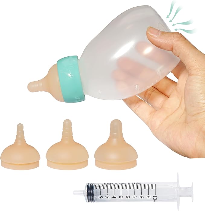 Puppy Feeder Bottle, Silicone Feeding Nipple and Syringes for All Breed of Puppies and Other Animals Dongdong pet