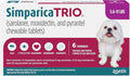 Simparica Trio (sarolaner, moxidectin, and pyrantel chewable Tablets) Chewables for Dogs, 6 mg/tab, 5.6-11 lbs, (Purple), 6 Tablets