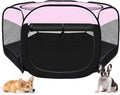 Dog Cat Playpen,Portable Pet Puppy Playpen,Rabbit Puppy Dog Play Pen for Indoors,Dogs Tent for Indoor Cats,Kitten Playpen,Collapsible Small Cats Crate Cage for Small Dogs with Carrying Case(Pink, S)