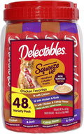 Delectables Squeeze Up Non-Seafood Chicken Variety Pack, Creamy Squeezable Puree, Lickable Wet Cat Treats, Grain-Free, No Added Fillers, 0.5 Ounces Tube, 48 Tubes Total