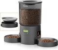 Automatic Cat Feeder for 2 Cats, 4.2L Dual Food Dispenser, Up to 6 Meals/Day, Portion Control, Voice Message, Dual Power Options (Transparent+Black, Dual Stainless Steel Bowls)