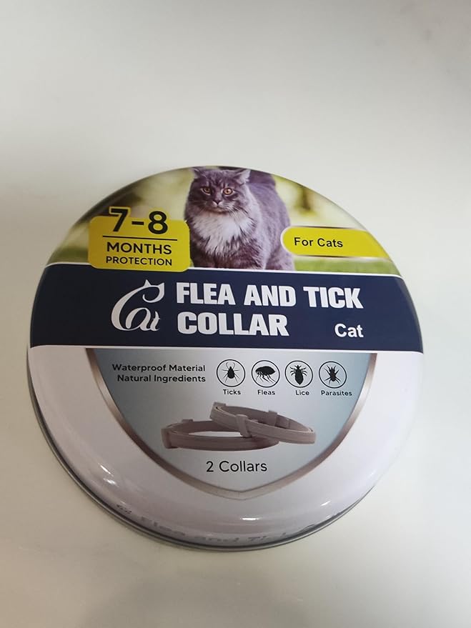 Flea and Tick Collar for Cats, Flea Collars for Cat, Tick Collars for Cats, 8 Months of Cat Flea Collar Protection, Family and Pet-Safe Cat Collar-2P