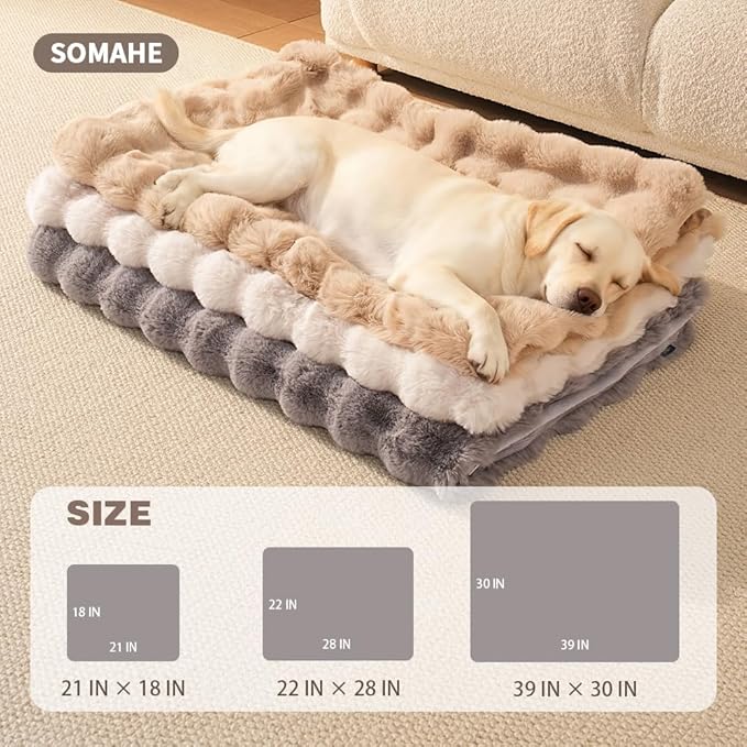 Dog Blanket Self-Warming Throw for Medium & Large Dogs, Dual-Side Sherpa Plush, Thick Crate Bed Cover & Car Seat Mat, Anti-Static Machine Washable No Shrink, 39x30 Inch Gray