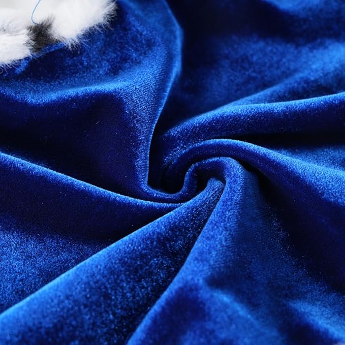 Lovelyshop pet Serial Lux Fur Blue Cat Dog Cloak for Halloween Costumes, King Queen Prince and Princess Cosplay-L