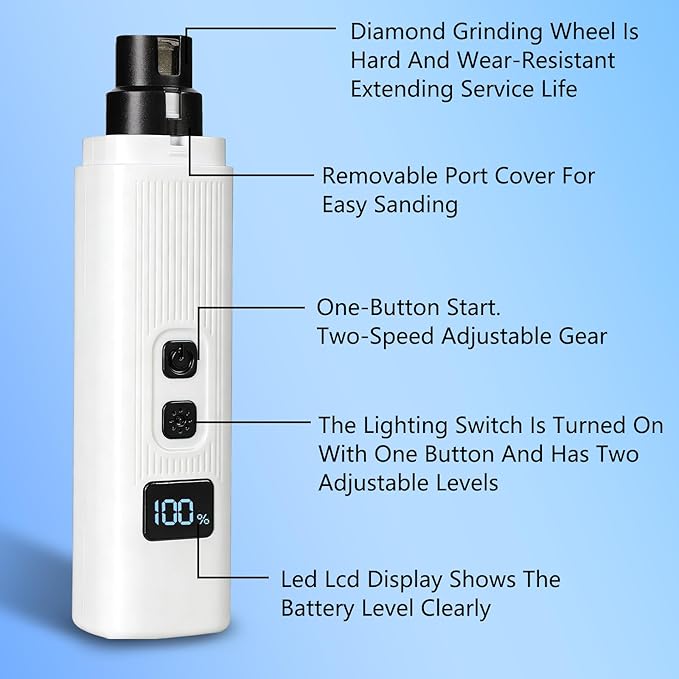 Cat Nail, Safe Cut Cat Nail Trimmer,Nail Trimmer,Silent Groom Pro Pet Nail Grinder,Two Adjustable with 360° Grinding Settings,Ultra Quiet Under 40db ＆ Powerful Enough for All Cats ＆Dogs (Black)