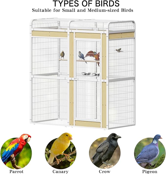 Large Bird Cage for Parakeets Outdoor Bird Aviary Parrot Cage with Perch, Birdcage for Macaws Canaries Parrots Budgie Lovebirds-White (2 Box Set)