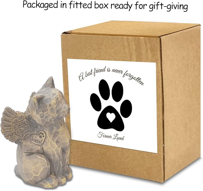 Cat Angel Memorial Figurine, Cat Memorial Gifts, Losing a Cat Sympathy Gift, Cat Gifts for Cat Lovers, Passed Away Cat Gift, Sculpted Hand-Painted Figure