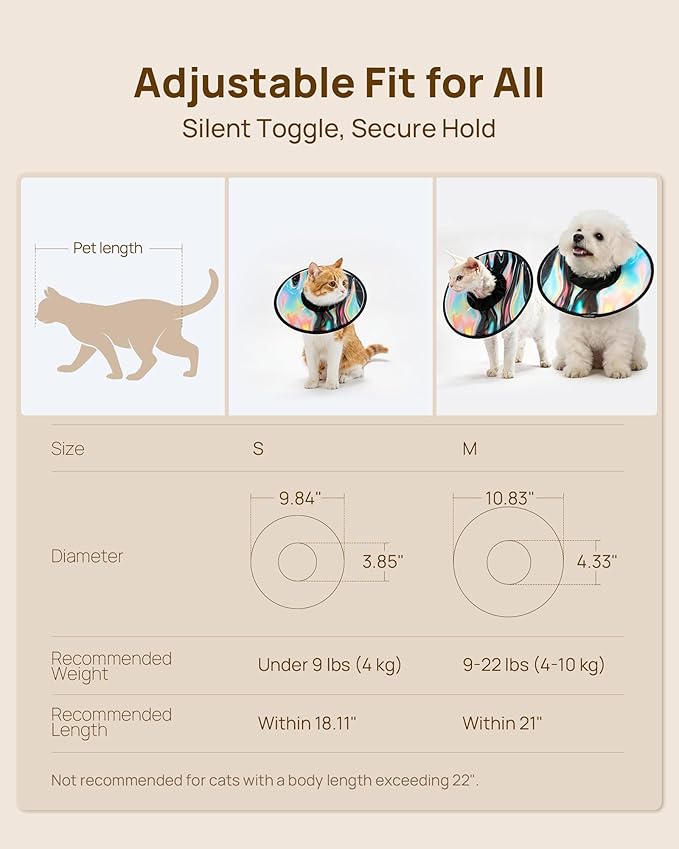 Soft Cat Cone Collar, Adjustable Cat Recovery Collar, After Surgery to Stop Licking, Waterproof & Easy to Clean, Lightweight Elizabethan Collar for Cats and Small Dogs (Stellar Wanderer, M)