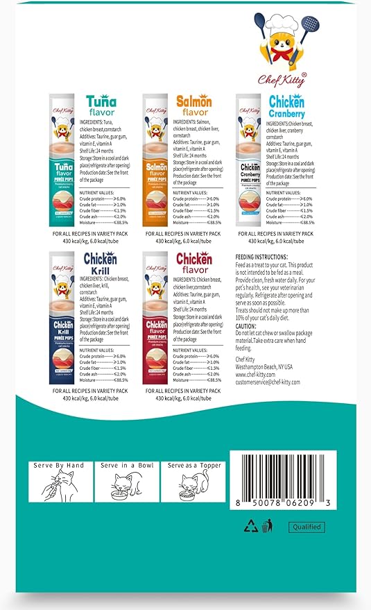 Cat Treats Lickable | Grain-Free Tuna Cat Treats | Creamy Puree Squeeze Ups with Vitamin E & Taurine, Digestible Formula | 0.5 oz. Each Tube, Tuna Flavor | 10 Tubes