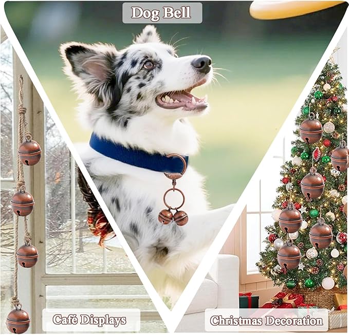Copper Dog Bells for Collars with Quick-Release Clasp - Audible Safety Trackers for Medium to Large Dogs, Outdoor Collar Accessories(Bronze+Copper, 2-Pack)