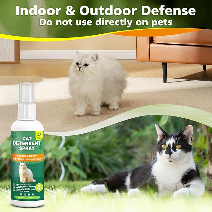 Cat Deterrent Spray - Natural & EffectiveIndoor & Outdoor Deterrent for FurnitureProtection, Stop Cat Destruction Anti-ScratchFormula Training Aid for Cats