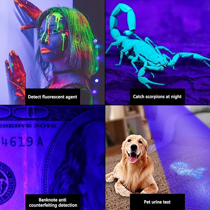 AYNEFY 3 LED Flashlight Portable Fluorescent Detection for Dog Urine and Night Search, Aluminum Alloy