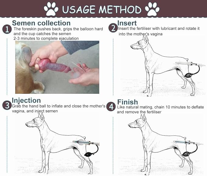 Wadoy Dog Artificial Insemination Kit for 3-10KG Dogs, Upgrade Double Pressurization Semen Booster with 10 PCS Collection Bags, Dogs Breeding Pet Supplies Kit