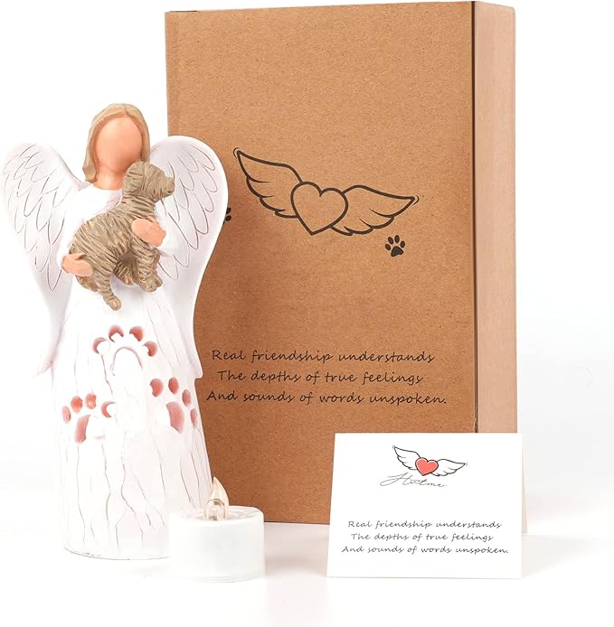 BEARAE Loss of Dog Sympathy Gift, Dog Memorial Gifts, Loss of Dog Candle Holder, Dog Passing Away Statue, Dog Angel Figurine, Pet Memorial Gifts for Dogs