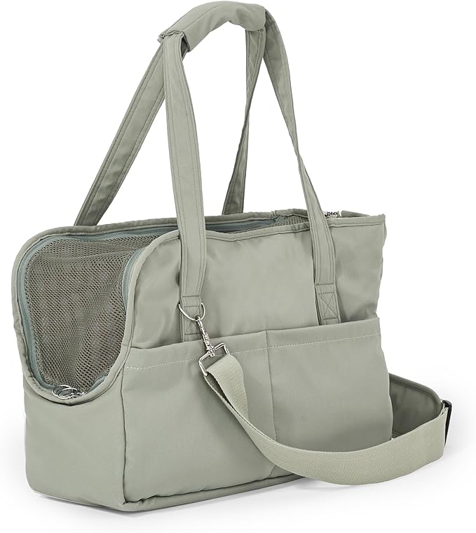Pet Dog Casual Crossbody Bag, Hands-Free One Shoulder Soft Edged Pet Bag, Fully Open Sunroof Cover with Mesh Window and Large Front Pocket, Pet Carrier Purse for Small Dog Cat（Can Hold 10 Pounds）