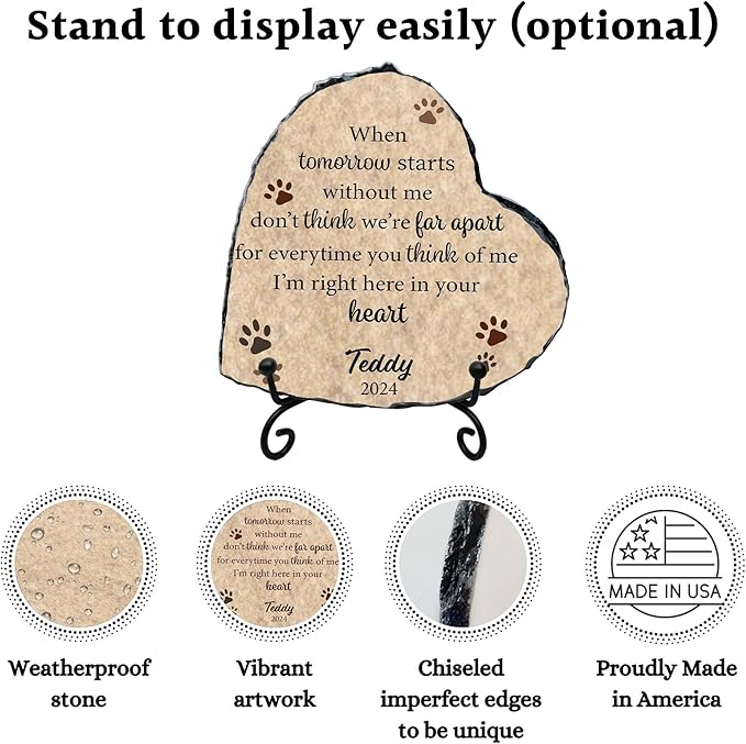 Personalized Cat Memorial Stone, Dog Cat Loss Memorial Gift, Loss of Cat Sympathy Gift, Memorial Plaque Pet Passing Away Gift (S-008)