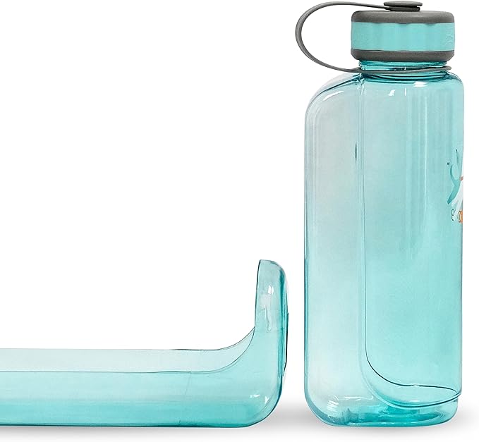 OllyDog OllyBottle | Tritan Dog Water Bottle with Detachable Bowl | BPA Free Leakproof Pet Dispenser | Hiking Travel (1L, Aqua Blue)
