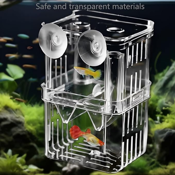 Aquarium Fish Breeder Box Hatchery Incubator,Multi-Functional Acrylic Breeder Isolation Box Hatching Incubator Box for Fish Fry Betta Fish Shrimp and Little Turtle