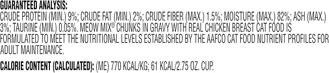 Meow Mix Chunks in Gravy Wet Cat Food, Chicken Breast, 2.75 Ounce (Pack of 12)