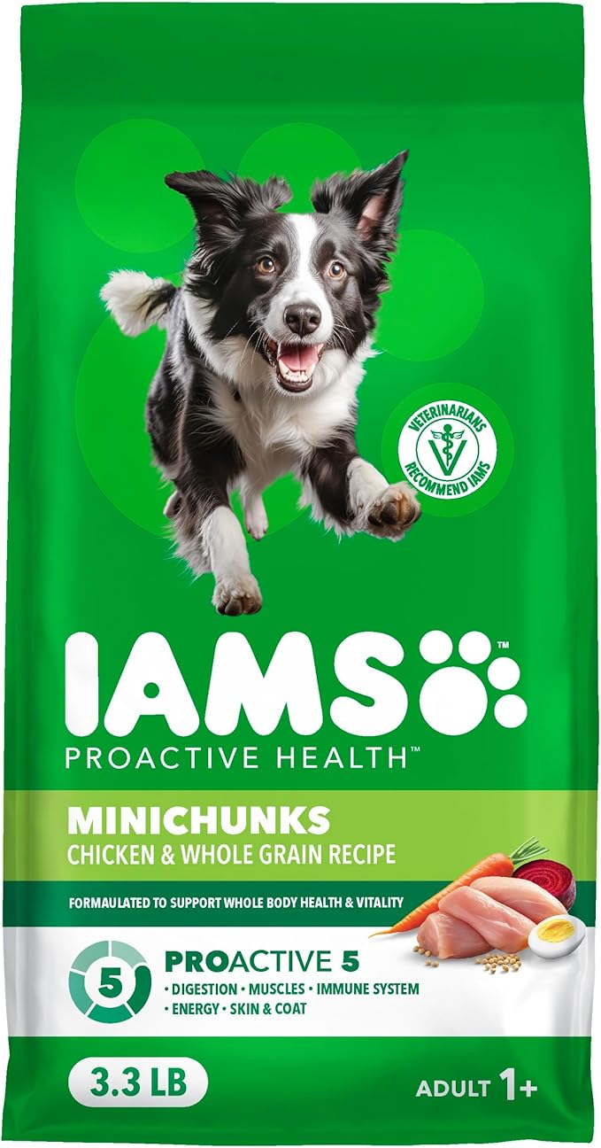 IAMS Proactive Health Adult Minichunks Dry Dog Food Chicken & Whole Grain Recipe, 3.3 lb. Bag