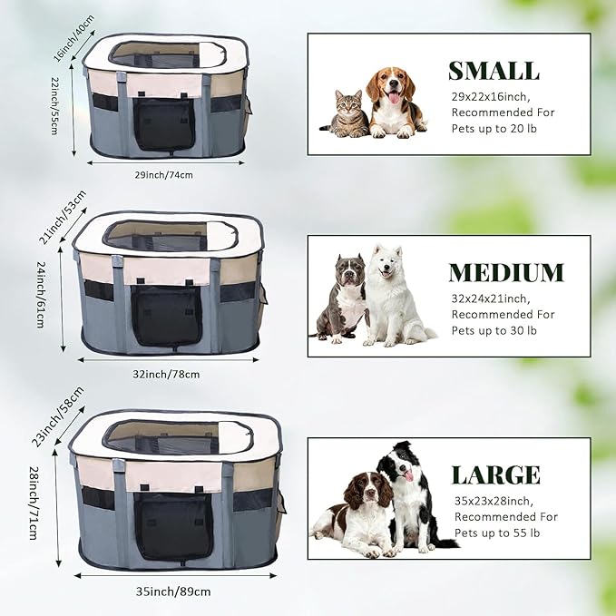 Dog Playpen Portable Cat Dog Playpen for Indoor & Outdoor Foldable Kennel Tent Crate,Water-Resistant Breathable Shade Cover, Dog Crate for Small Animals with Carrying Case