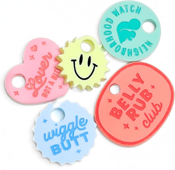 Pet Collar Charms 5-Pack – Stylish Dog & Cat Accessories, Durable and Lightweight Charms for Pet Collars, Easy to Attach, for Pet Lovers