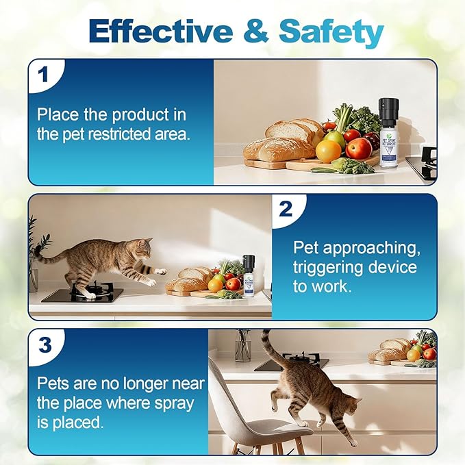 Cat Deterrent Spray Refill, Pet Spray Deterrent System, Motion Activated Cat System, Cat & Dog Odorless & Indoor, Up to 3 Feet Away, Pet Deterrent Spray Refill 6 Pack 23.34Oz