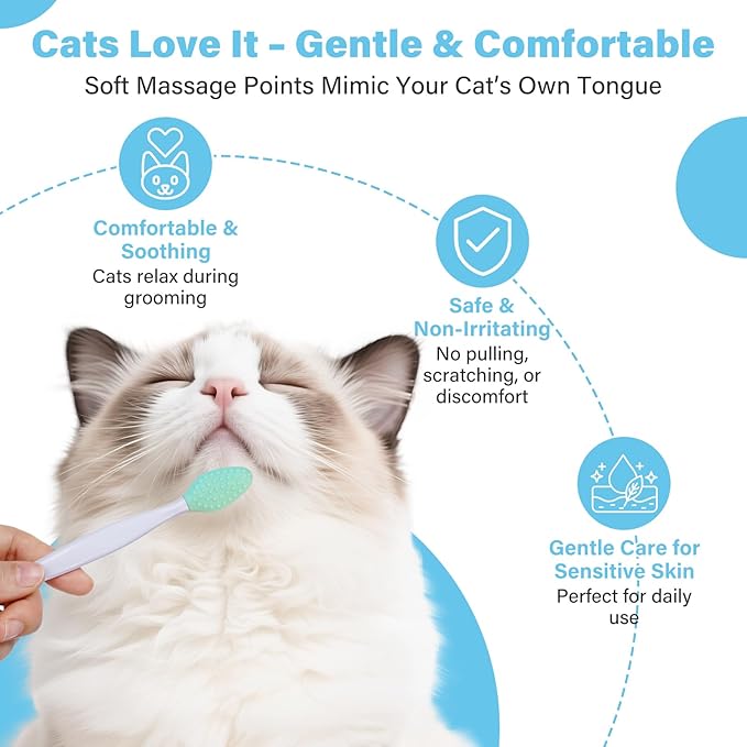 Cat Acne Chin Cleaner & Blackhead Remover – Deep Pore Feline Chin Acne Care Lotion with Silicone Brush – Cat Chin Scrubber for Black Chin Buildup – Gentle Coconut Scent – 4 fl oz