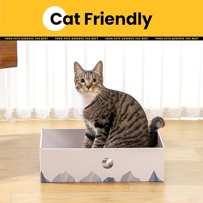 Cat Scratcher Box with 3-Layer Corrugated Pad, Heavy-Duty Double-Sided Cardboard Scratching Board & Bed, Checkered Design, for Cats, Large 2-Pack