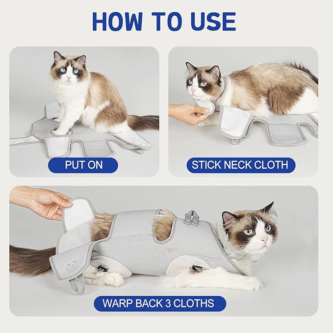 Supet Cat Grooming Hammock Harness for Nail Trimming, Cat Grooming Hanging Sling for Nail Clipping, Pet Restraint Holder for Cutting Nails, Medicine, Ear & Teeth Cleaning, Eye Care (Grey M)
