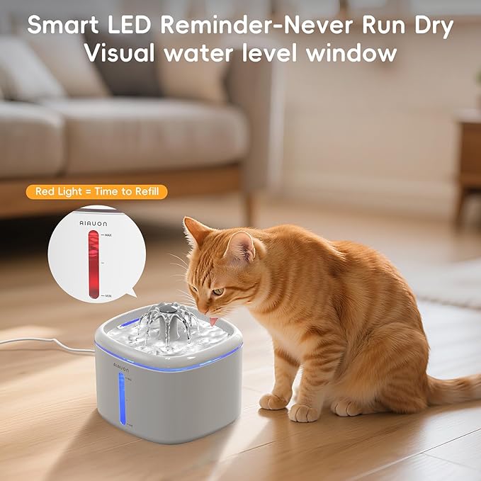 Cat Water Fountain,84oz/2.5L Pet Cat Fountain – Ultra Quiet Upgraded Automatic Pet Water Dispenser with 3 Replaceable Filters, Indoor Cat & Dog Drinking Bowl