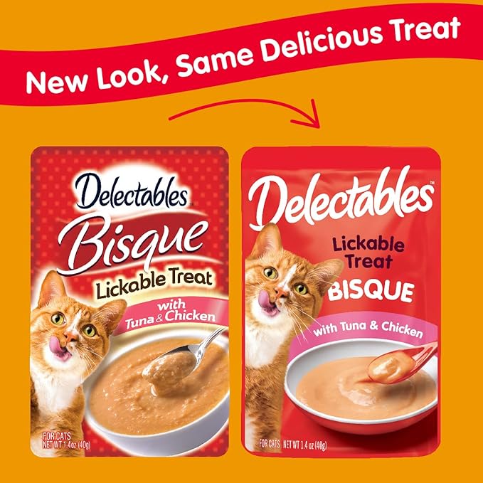 Hartz Delectables Bisque Lickable Cat Treats, Tuna & Chicken, 30 Count (Pack of 6)