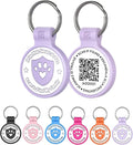Silicone Cat Tags Personalized Small for Pet Collars, QR Code Cat Name Tags, Scan Location Alerts, Purple S