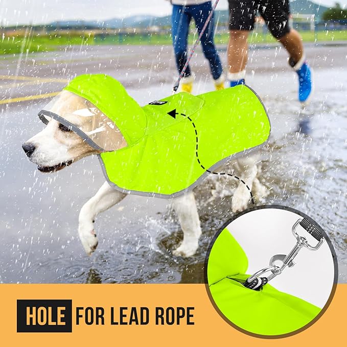Lukovee Dog Raincoat, Adjustable Dog Rain Jacket with Clear Hooded Double Layer for Large Medium Small Dogs Puppies, Waterproof Rain Coat Poncho with Reflective Storage Pocket & Rim (VL,XL)
