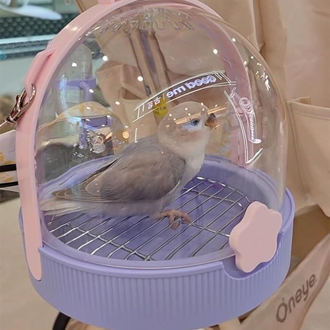 Breathable Outdoor Bird Carrier with Detachable Floor Grids Spacious Interior & Attached Water Bottle Ventilated Bird House for Travel