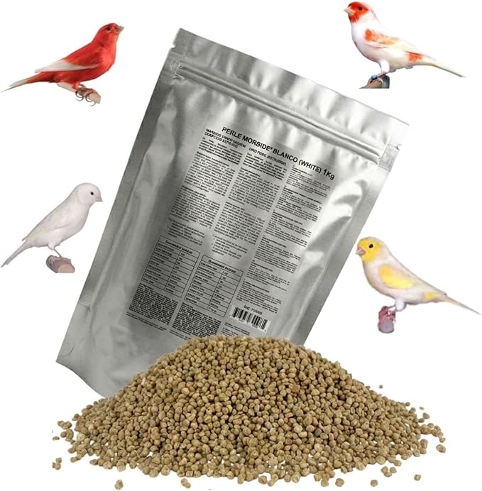 Perle Morbide White Soft Food for Canaries, Finches, Siskins, Goldfinches, Waxbills – Protein-Rich Mini Morsels, Easy to Prepare with Water or Eggfood Mix 1Kg