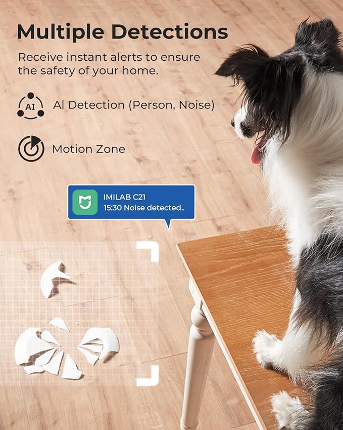 IMILAB C21 2.5K Security Camera Indoor, 360° View Room Camera for Bedroom, Dog Cat Cam w/Phone App, Indoor Cam for Baby Kids Pet Monitor, Night Vision, Two Way Audio, 2.4GHz WiFi, Local/Cloud Storage