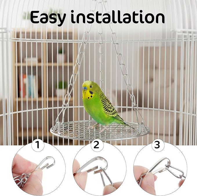 Bird Swing Stainless Steel Bird Swing for Cage Hanging Parakeet Swings Birds Cage Accessories to Balance Training Budgies Parrotlets Rat Sugar Gliders Small Animals