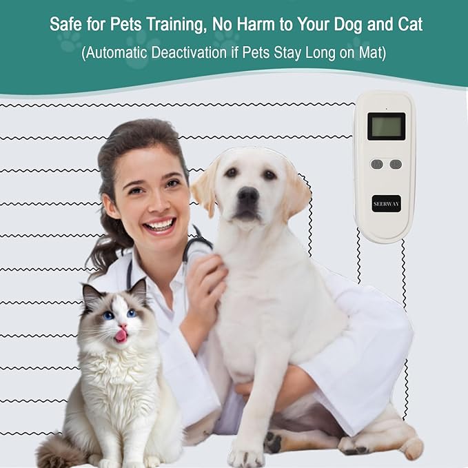 SEERWAY 2 Rechargeable Pet Shock Mats Same Size, Cat Repellent Pad, Cat Deterrent Mat, Electric Training Mat Keeps Dogs and Cats Off Sofa, Couch, Bed and Countertop (22"x14")