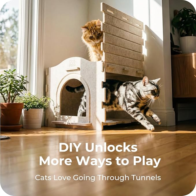 Apasiri Indoor Cat Houses for Indoor Cats, Warm Insulated Covered Cat Cave for IndoorCats House, Strong Scratch-Resistant Capacity, Sturdy Fiber, Compatible with Heating Pads, Cat