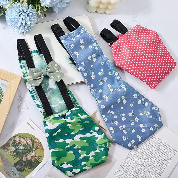 CREATCABIN 3Pcs 3 Styles Pet Chicken Diapers Duckling Diapers Polyester Washable Waterproof Adjustable Reusable Duck Clothes Accessories with Bow Tie for Indoor Chickens Birds Supplies 12.2 x 5 Inch