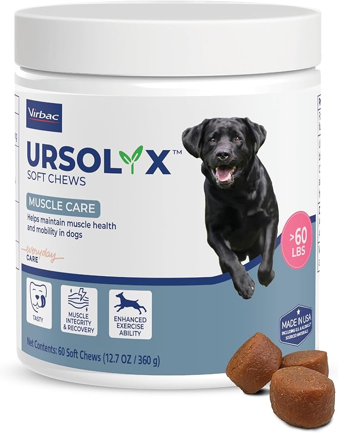 Virbac URSOLYX™ Soft Chews for Dogs | Muscle Health Support for Senior, Active or Recovering Dogs, Large Over 60lbs | 60 Count 2- Month Supply
