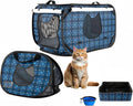 Pop up Large Cat Carrier, 30'' L Kennel Soft Crates with Portable Mini Cat Carrier,Travel Littler Box, Mattress,Food Bowl,4 Stakes and Carry Bag