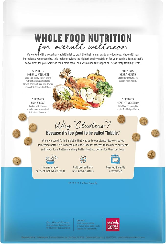 The Honest Kitchen Whole Food Clusters Human Grade Dry Dog Food - Grain Free Turkey 5 lbs