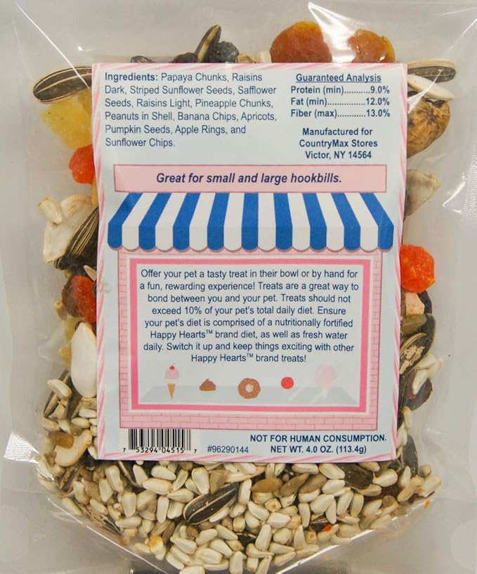 Happy Hearts Treat Shop Parrot Party Conures, Amazons, African Grey, Macaw Healthy Treats